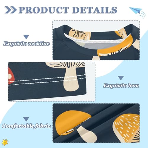 ALAZA Kids Rash Guard Girls Boys Toddler Swim Shirts Short Sleeve Mushroom Navy UPF 50+ 3T3