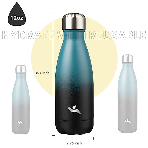 Image of Konokyo Insulated Water Bottles,12 oz Double Wall Stainless Steel Vacumm Metal Flask for Sports Travel,Indigo Black
