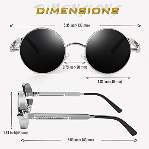 Image of GQUEEN Retro Round Circle Steampunk Sunglasses Polarized Metal Alloy for Women Men MTS2