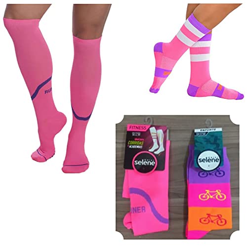 Generico Meia Esportiva Feminina: Kit 2 Meias Fitness e Esporte, Cores Femininas, Tamanho P (34-39),