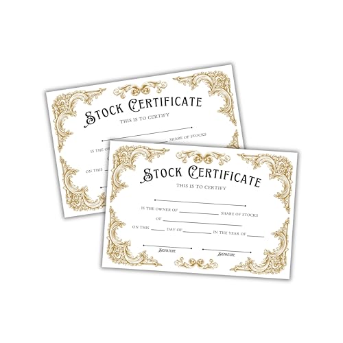 Certificats d'actions vierges en papier rigide pour securiser les titres de votre societe LLC