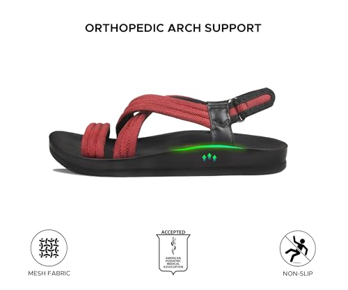 Image of AEROTHOTIC Walking Sandals Women - Arch Support Lightweight Sport Adjustable Sandals With Back Strap - Winter Hiking Beach Water Outdoor Orthopedic Travel Washable Ladies Slides Shoe