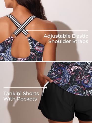 Tankini modeste Summer Mae avec short gainant taille 16 imprimé noir
