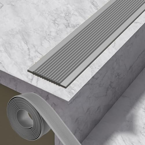 Protector de Borde de Escalera de PVC Autoadhesivo Perfil de Borde de Escalón Perfil de Borde de Escalera Antideslizante Tiras Para Peldaños Perfil Angular Antideslizante Para Escaleras (Color : Gray