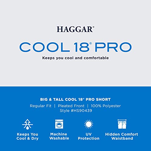 Haggar mens Cool 18 Pro Straight Fit Front 4-way Stretch Expandable Waist With Big & Tall Sizes Pleated Shorts, Black, 32 US image 5