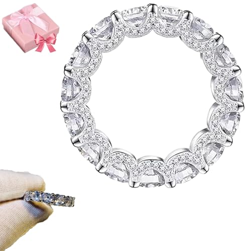 Full Star River Ring, Handmade with 266 Cubic Zirconia, 925 Sterling Silver Handmade, Eternity Stackable Engagement Band