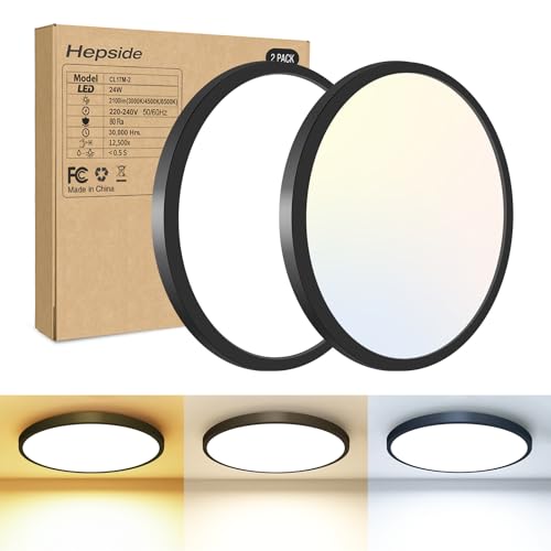 24W Plafoniera LED Soffitto [2 Pezzi], 2100LM Plafoniera 3 Colori 3000K/4500K/6000K Sottile Lampada da Soffitto Ø22cm Luce Calda Naturale Fredda IP44 per Bagno Soggiorno Camera da Letto Cucina