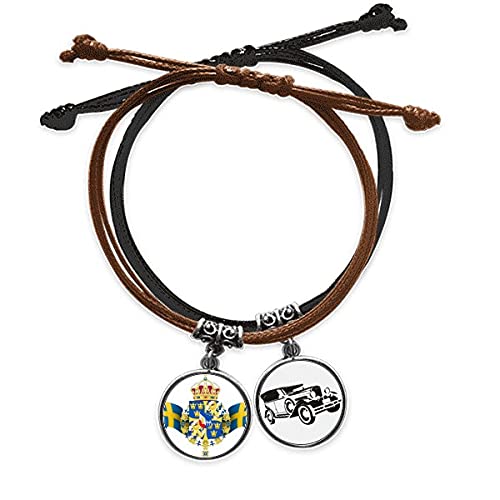 Bracelet en cuir Suède avec son emblème national finement tressé