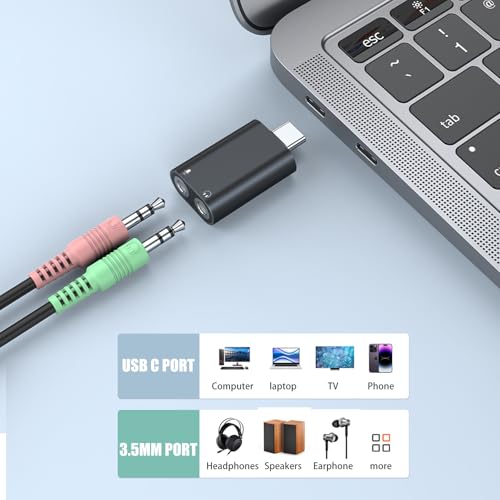 Image of Verilux USB C Sound Card to 3.5mm Jack Audio Adapter, Type C to Aux External Stereo Sound Adapter, USB C to Headphone Jack Adapter for PS4 /PS5 /Headphone /Mac /Linux /Laptop /Desktops /Docking Station