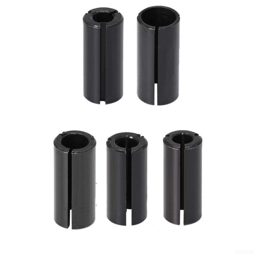 Honseadek Router Collet Adapter Set Carbon Steel Reduction Sleeve For CNC Engraving Machine Chuck 12mm To 6mm 12.7mm To 8mm Precision Milling Bit Holder Woodworking Router Tool Kit