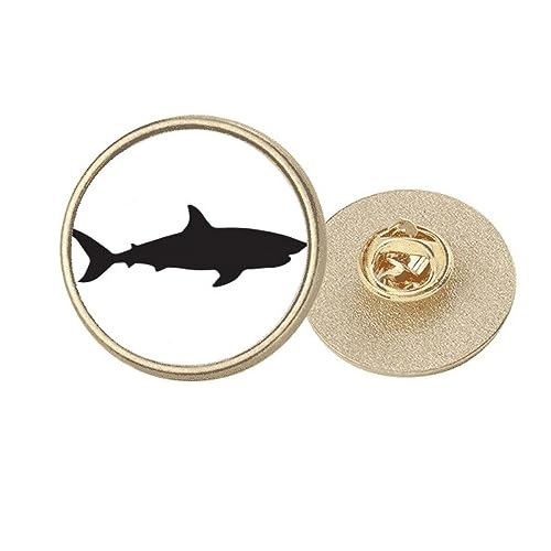 Broche ronde requin bleu Docile en métal doré pour sublimer vos vestes