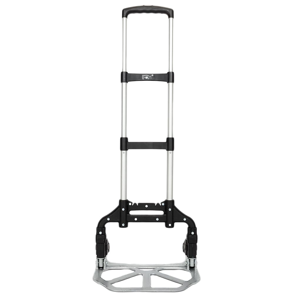 FCH Folding Hand Truck Aluminum Portable Folding Hand Cart 165lbs Capacity Hand Cart and Dolly Ideal for Home, Auto, Office,Travel Use,Black