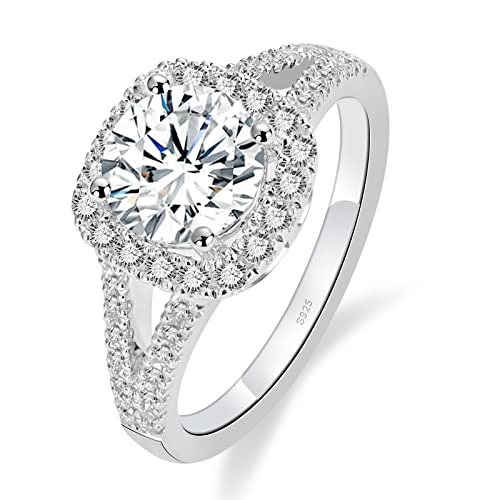 2CT Vintage Round Cut Halo Moissanite Engagement Rings for Women Moissanite Wedding Ring for Her（11）