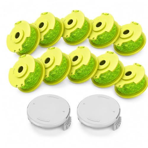 Eventronic 0.080' Weed Wacker String Replacement Compatible with Ryobi ONE+ 18V 24V Weed Eater, AC80RL3 String Trimmer Refill, Twisted Line Spool Replacement for Ryobi Edger (10 Spools, 2 Caps)