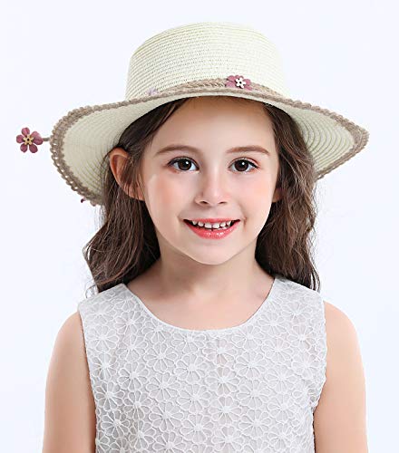 Bienvenu Kid Girl Straw Wide Brim Hat Summer Beach Hat Sun Protection3