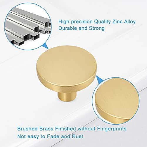 WEAVERBIRD 4PCS Brushed Gold Cabinet Knobs Round Dresser Drawer Knobs Kitchen Cabinet Handles Bedroom Drawer Pulls Wardrobe Door Knobs