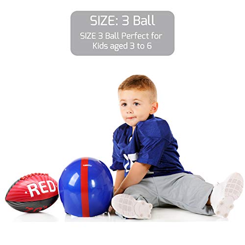PP PICADOR Kids Football Size 3 Grip Rugby Ball for Kid Boys Girls Gift with Pump Ideal Toss Kick Practice-Indoor Outdoor use(Black&Red)