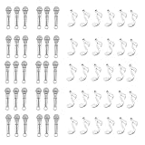 🎵 Complete Music Theme Charm Set: Includes 60 pieces of mixed music-themed pendants—30 vintage microphone charms and 30 musical note charms. Perfect for bulk jewelry making supplies, DIY necklace pendants, bracelet charms, earring findings, and keych...