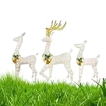 Outdoor Christmas Decorations Stakes | 3 Pieces Weatherproof LED Light,Outdoor Reindeer Christmas Yard Decoration - For Family Home Holiday Ground Lawn Garden Nighttime Pathway
