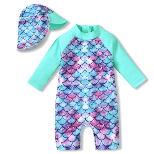 3-6 Months Infant Baby Girls One Piece Long Sleeve Swimsuit Mermaid Bathing Suit Scale Swimwear Beach Wear #TOP22
