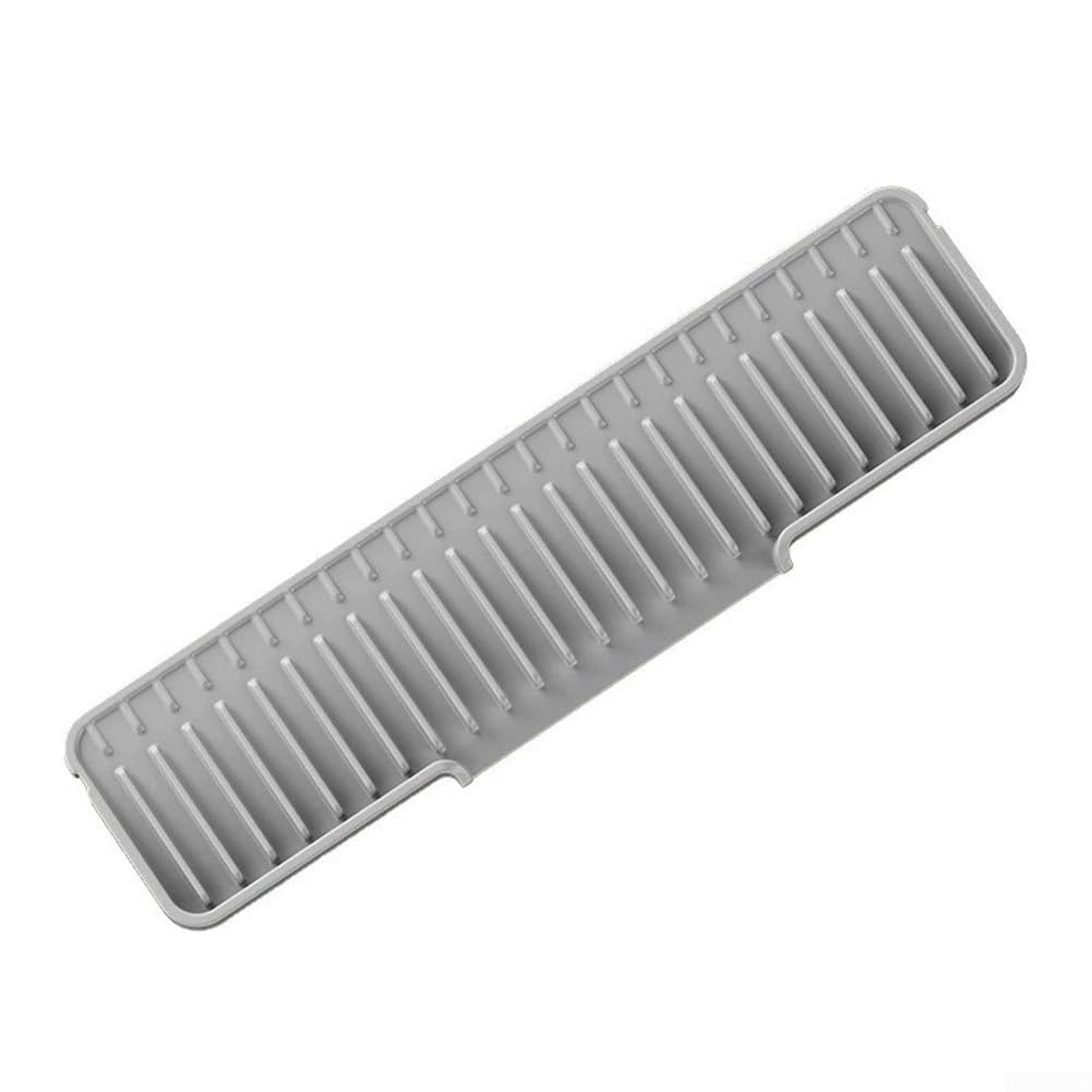 Slim Silicone Sink Drainage Mat,Narrow Edge Design Prevents Splashes,Fast Water Absorption & Drain, Fits Tight Spaces, 50x10cm 60x12cm 35x6cm Drainer Pad for Kitchen Sink (Grey - 35 * 6CM)