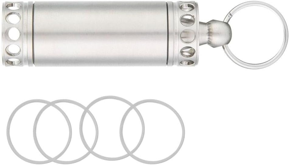 Keychain Container, Stainless Steel Pills Bottle for Travel and Daily Use, Mini Organizer Case Sealed Pills Holder for Tablets and Essentials(S)