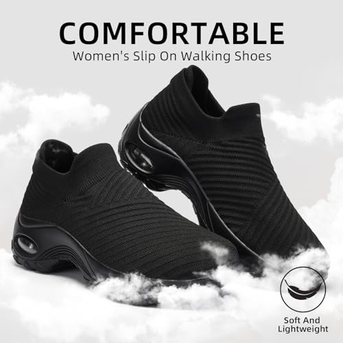 Walking Shoes Women Slip On Sock Sneakers Mesh Non Slip Shoes Air Cushion Platform Loafers4
