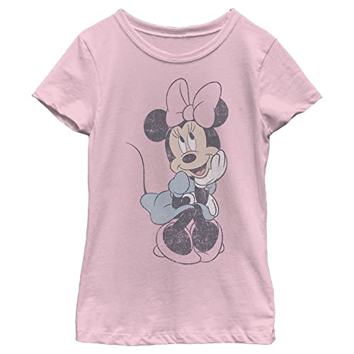 Disney Characters Simple Minnie Sit Girl's Solid Crew Tee