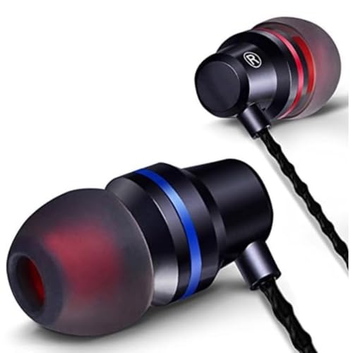Wired Earbuds Headphones with Microphone Stereo Bass Earphones Noise Isolation in-Ear Headset Compatible with All Smartphones Tablets MP3 Player That with 3.5 mm Interface (Black)