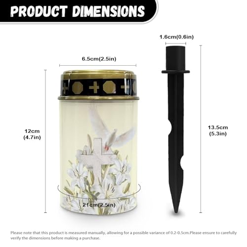 Image of Cross Peace Dove Lily Light for Prayer Cemetery Solar Lights for Grave Cemetery Decor Candle Lamp Waterproof Solar Power Light Eternal Lights for Graves Cemetery Memorial Gift 2 Pcs