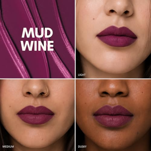 Image of Liquid Matte Lipstick - Mud Wine, Deep Wine Berry | Food-Proof, Transfer-Proof, Lightweight | Lasts Up to 8 Hours | 5 ml