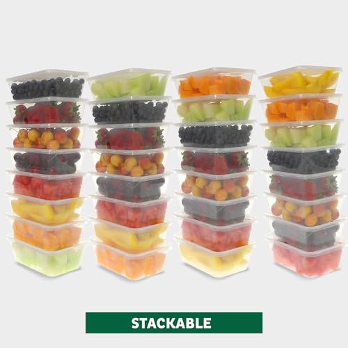 Image of Freshware Food Storage Containers [50 Set] 25 oz Plastic Deli Containers with Lids, Slime, Soup, Meal Prep Containers, BPA Free, Stackable, Leakproof, Microwave, Dishwasher and Freezer Safe