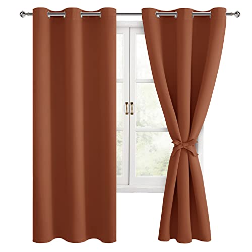 Hiasan Fall Blackout Curtains for Bedroom Burnt Ochre 42 x 72 Inch 2 Panel