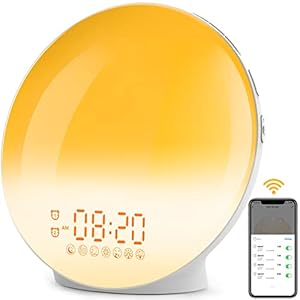 Sunrise Alarm Clock, Smart Wake Up Light Work with Alexa, 4 Alarms with FM Radio, 7 Nature Sounds & Snooze, 7 Colors…