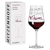 Ritzenhoff 3008016 Rotweinglas 500 ml – Serie Herzkristall Nr. 2 – Glas mit Musikmotiv und Platin – Made in Germany