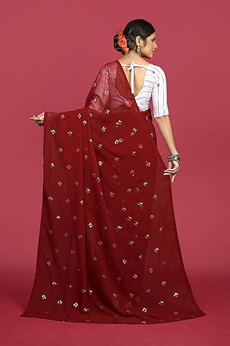 Image of Glory Sarees Women's Georgette Embroidery Saree With Blouse Piece (GLF721 Parent)