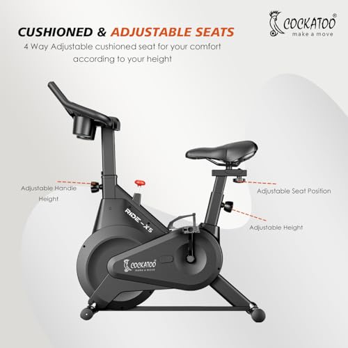 Image of Cockatoo Ride-X5 5Kg Fly Wheel Spin Bike, Exercise Cycle For Home With Adjustable Resistance & Gym Cycle For Home Workout|Max Weight Capacity: 100 KG(Black)