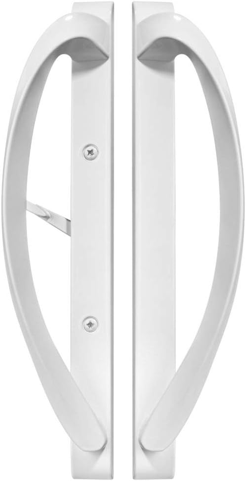 Rockwell Security Modena Contemporary Sliding Door Handle Set in White Fits 3-15/16 Inch CTC Screw Holes and 1-1/2 Inch to 1-3/4 Inch Thick Doors