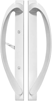 Rockwell Security Modena Contemporary Sliding Door Handle Set in White Fits 3-15/16 Inch CTC Screw Holes and 1-1/2 Inch to 1-3/4 Inch Thick Doors