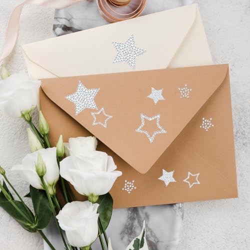 Image of Dimeho 84 Pieces Self Adhesive Star Stickers Bling Rhinestone Star Decals Glitter Crystal Car Patch Auto Emblem Labels Sticker Decoration for Cars Bumper Window Laptops Luggage, Silver
