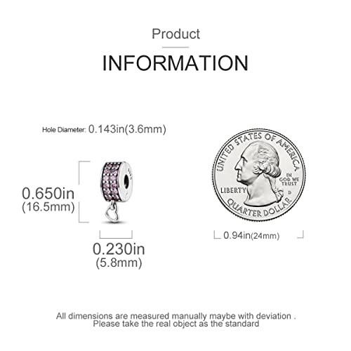 Parmuz Clip Spacer Charm For Bracelet 925 Sterling Silver Pave Cubic Zirconia Clip Lock Spacer Stopper Charm Bead Star Moon Evil Eye Charms Jewelry Gift For Woman #TOP4