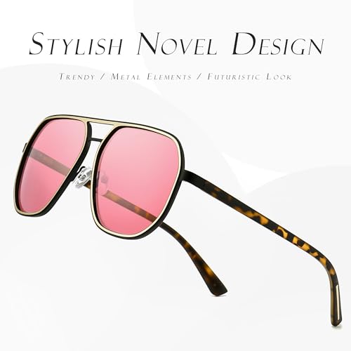 Image of SUNGAIT Polygon Aviator Sunglasses for Men Polarized Trendy Square Sun Glasses Retro Pilot Shades UV Protection