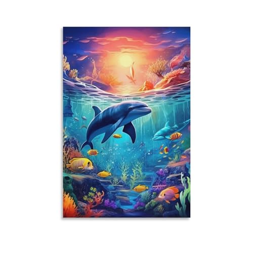 Décoration murale YJKDIIAEE : sublimez un mur vide avec ce grand tableau de poissons