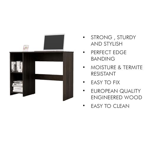 Image of Bniture Wooden Study Table for Home | Engineered Wood Study Table with 2 Storage Shelf | Multi Purpose Computer Desk for Writing & Study | Laptop Table for Study Room & Office | Flower Wenge