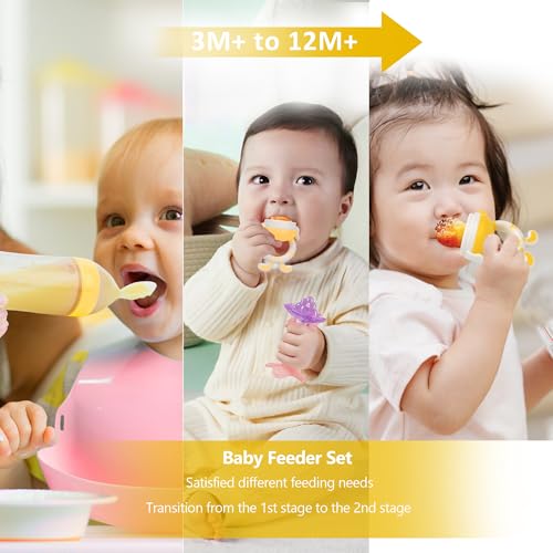 Image of WAJIAYON Easter Bunny Baby Fruit Feeder Pacifier | Infant Fruit Food Feeder Pacifier & Food Dispensing Spoon | Fresh Fruit Teethers for Babies | Silicone Feeder Baby,Gifts for Boys and Girls-Rabbit
