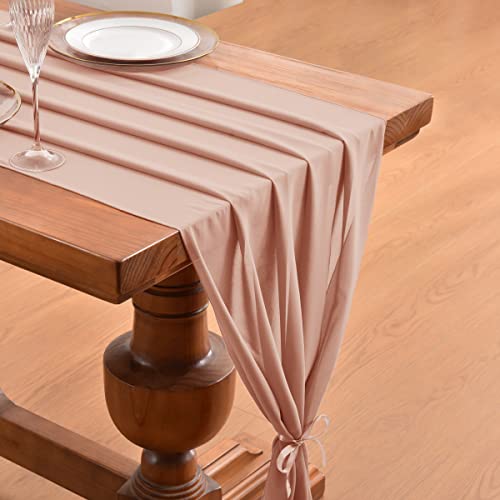Mlmc 10Ft Rose Gold Chiffon Table Runner 29X121 Inches Sheer Wedding Table Runner For Wedding Baby Shower Party Decorations #TOP5