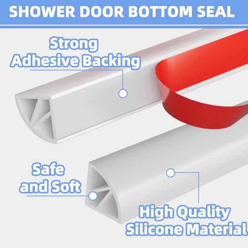 100 cm weiße Dusche aus gehärtetem Glas mit Bodenbarriere, Dichtungen und wasserdichtem selbstklebendem Klebeband für Küche und Bad (Rombio)