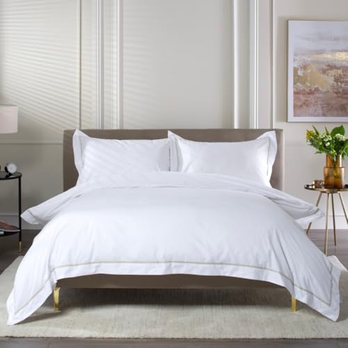 The Lyndon Company Luxury Hampstead 200 Thread Count 100% Cotton Duvet Cover Set with Ribbon Detail – Includes Oxford Pillowcases – Machine Washable – Available in 9 Colours & 4 Sizes [St-Do]