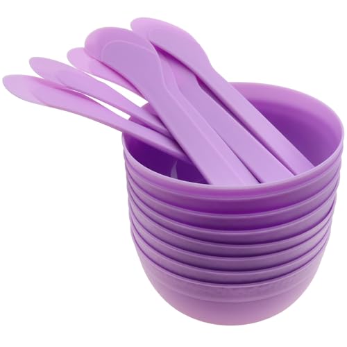 Set 8 tazones y cucharas para slime plástico morado miniatura 1