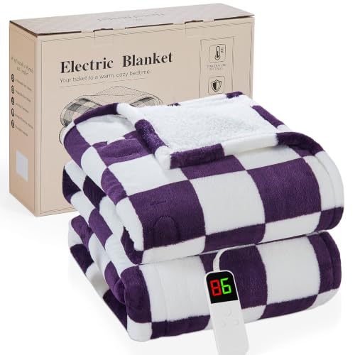 Deep Purple Heated Blanket Electric Throw 50"X60", Heating Blanket Throw